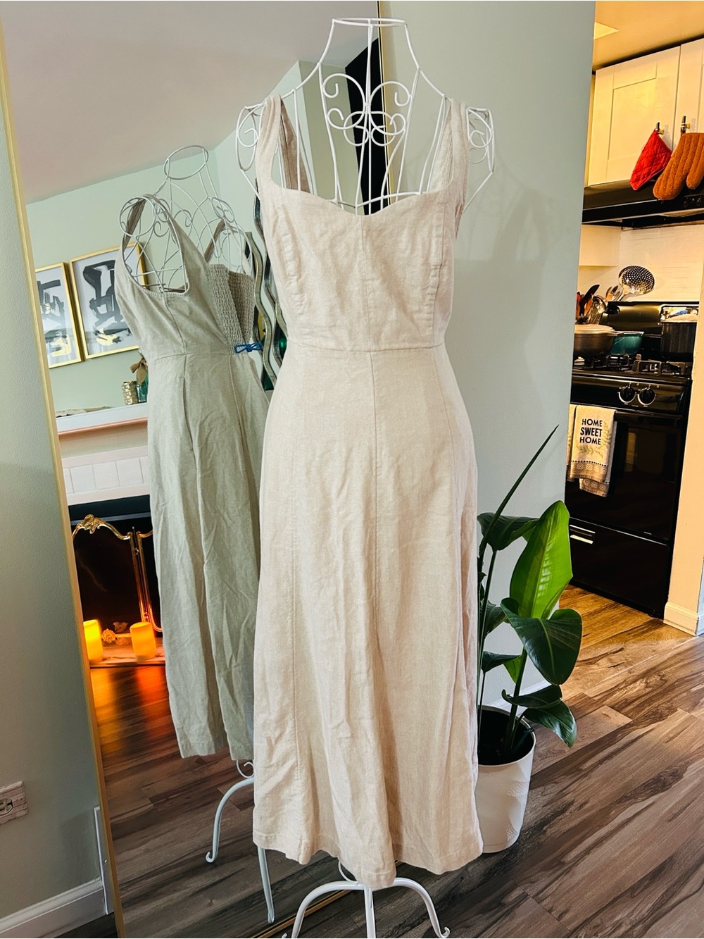 Old Navy Cream Linen-Blend Maxi Dress